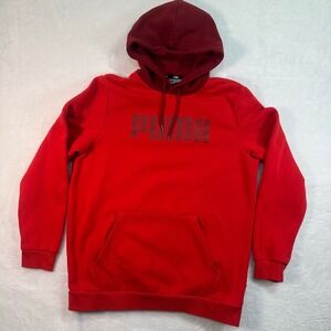Puma Hoodie Mens Large Tall Red Two Tone Graphic Pullover